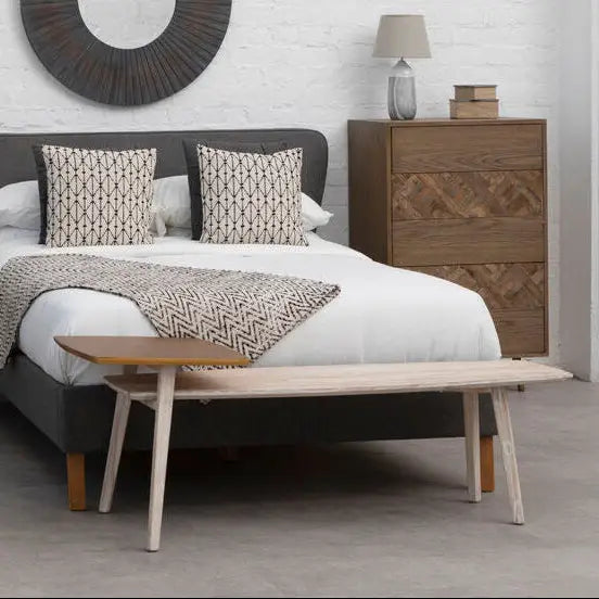 Gold and Natural Two Tone Coffee Table with Solid Elm Wood, Kyra