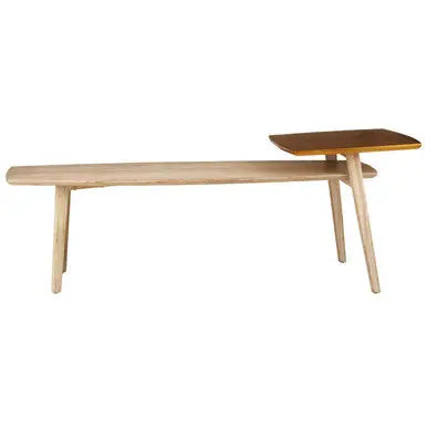 Gold and Natural Two Tone Coffee Table with Solid Elm Wood, Kyra
