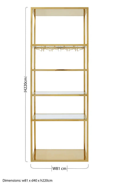Gold Bar Shelf Unit with Glass Rack | Piermount