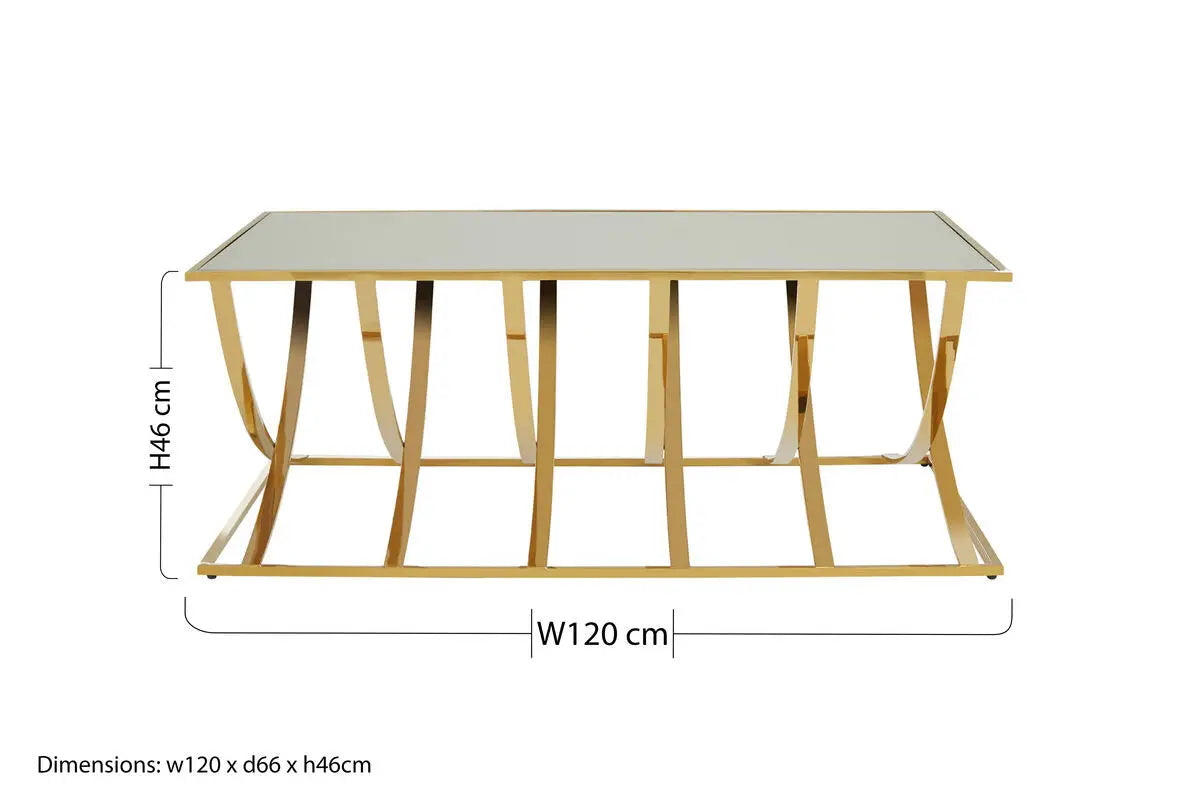 Gold Coffee Table with Mirrored Top, Reena