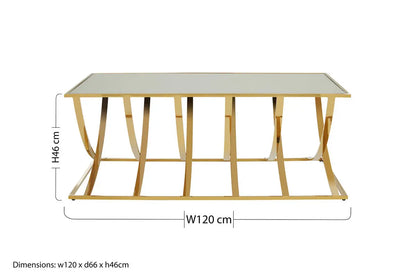 Gold Coffee Table with Mirrored Top, Reena