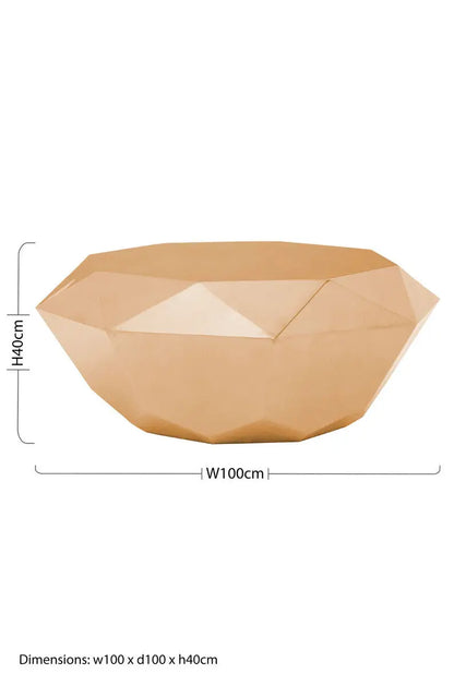 Gold Diamond Cut Stainless Steel Coffee Table with Hexagonal Tabletop, Allure