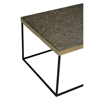 Gold Finish Coffee Table with Black Metal Frame, Akola