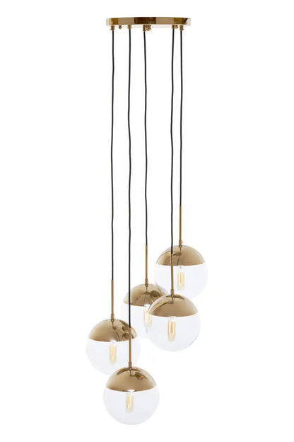 Gold Finish Five Pendant Lights | Revive
