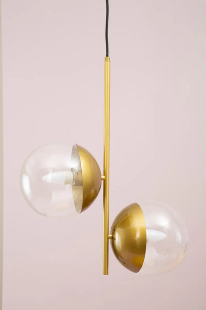 Gold Finish Pendant Light with Two Glass Shades | Revive