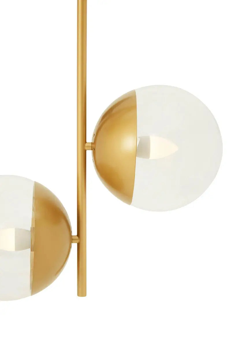 Gold Finish Pendant Light with Two Glass Shades | Revive