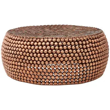 Gold Interlinked Beaded Iron Copper Finish Coffee Table | Templar