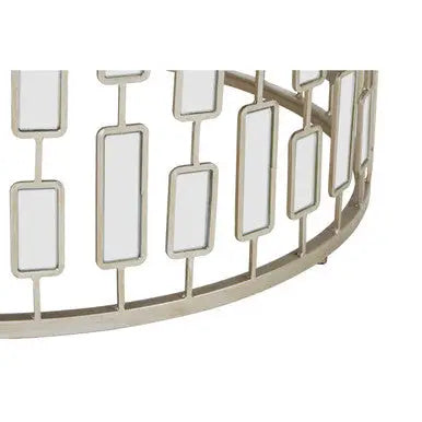 Gold Large Round Coffee Table with Mirrored Top, Raina