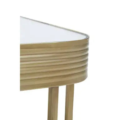 Gold Metal Coffee Table with Mirrored Top and Decorative Textured Edge, Ella