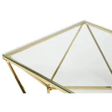 Gold Stainless Steel Twist Base Coffee Table with Tempered Glass Top, Allure