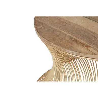 Gold Wooden Top Coffee Table with Metallic Hourglass Frame, Templar