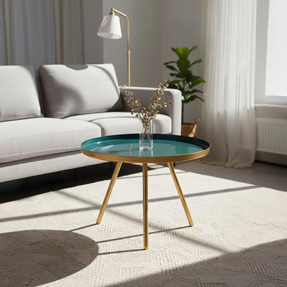 Green and Gold Large Coffee Table with Diesel Green Enamel Top, Enox