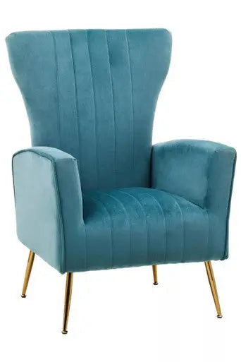 Green Velvet Accent Chair With Gold Finish Legs | Zamora