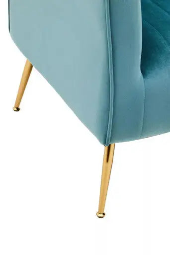 Green Velvet Accent Chair With Gold Finish Legs | Zamora