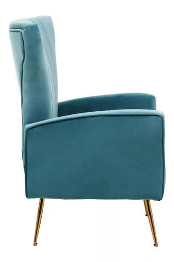 Green Velvet Accent Chair With Gold Finish Legs | Zamora