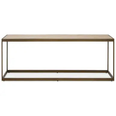 Grenoble Oak Veneer Coffee Table with Brushed Brass Frame
