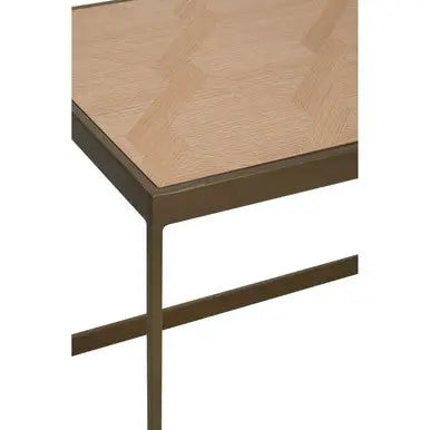 Grenoble Oak Veneer Coffee Table with Brushed Brass Frame