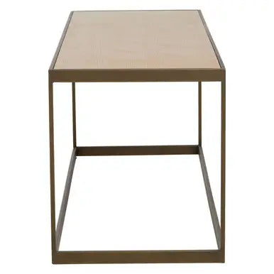Grenoble Oak Veneer Coffee Table with Brushed Brass Frame