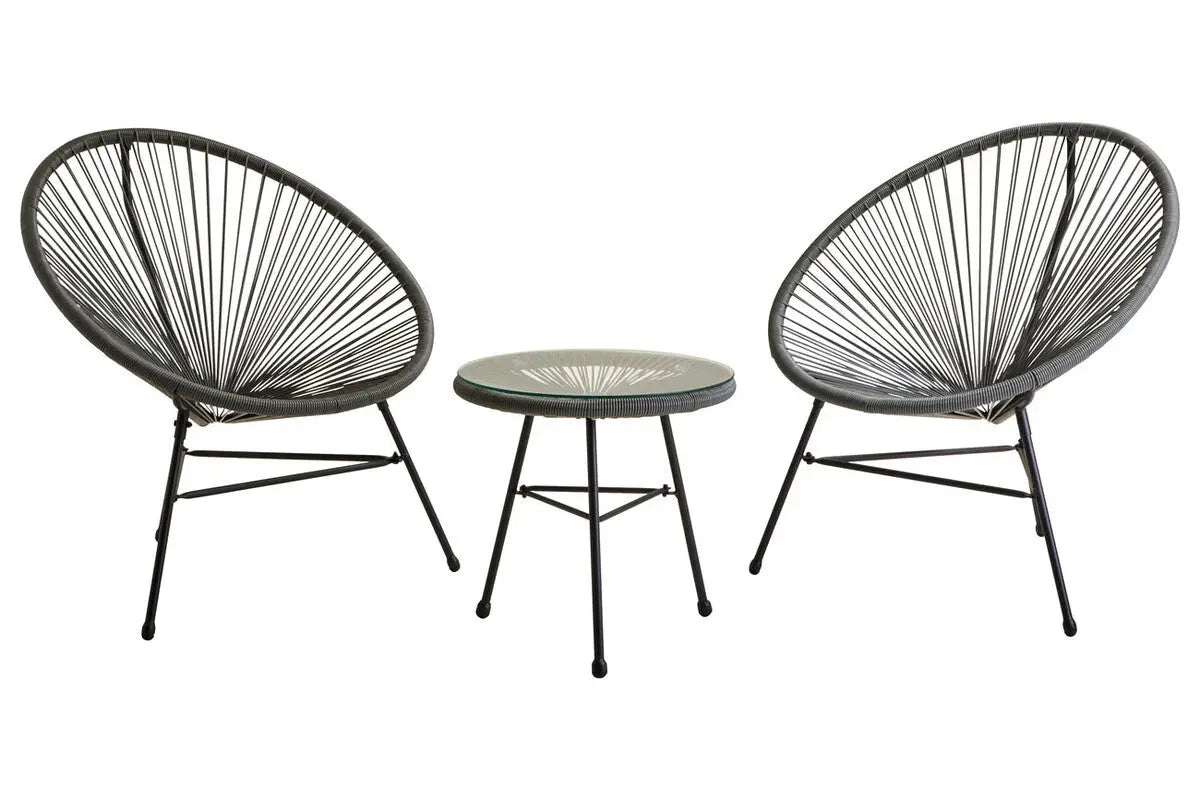 Grey 3 Piece Rattan Patio Set | Miami