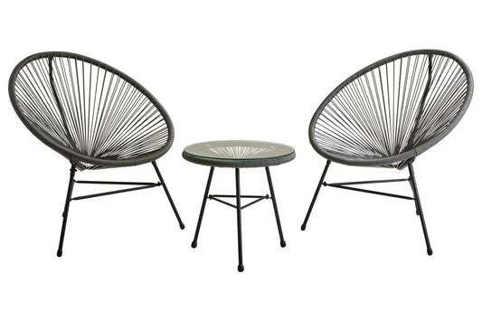 Grey 3 Piece Rattan Patio Set | Miami