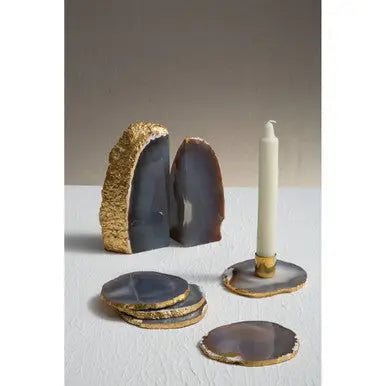 Grey and Gold Bookends | Bowerbird Agata