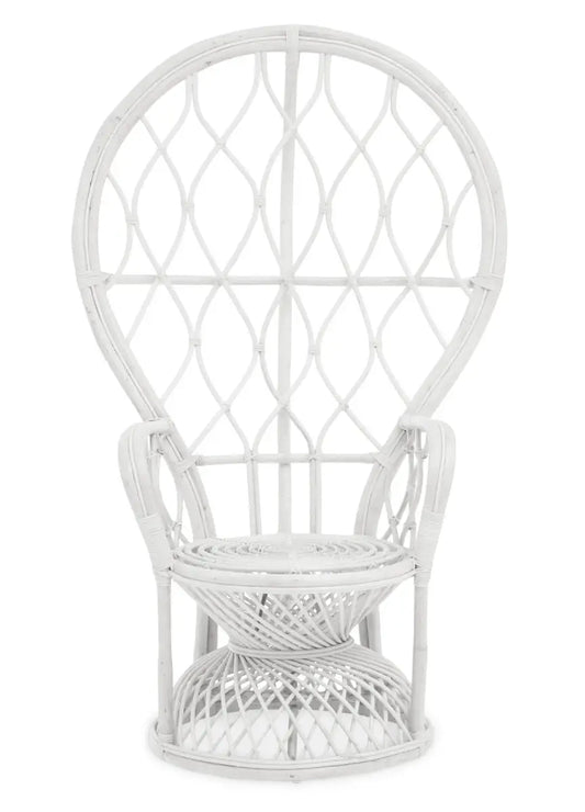 Grey and White Natural Rattan Curved Chair | Java