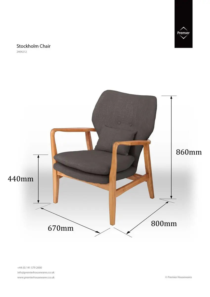 Grey Chair with Birchwood Frame | Stockholm