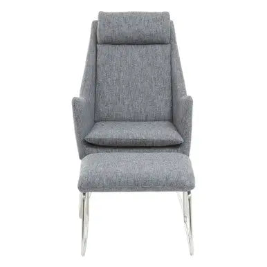 Grey Fabric Lounge Chair and Footstool Set | Azalea