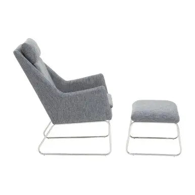 Grey Fabric Lounge Chair and Footstool Set | Azalea
