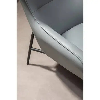 Grey Faux Leather Armchair and Footstool | Kaiko