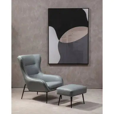 Grey Faux Leather Armchair and Footstool | Kaiko
