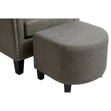 Grey Faux Leather Tub Chair with Footstool | Derby