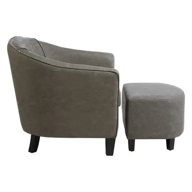 Grey Faux Leather Tub Chair with Footstool | Derby