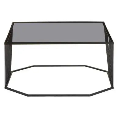 Grey Glass Top Coffee Table with Black Wireframe Design, Trento