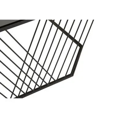 Grey Glass Top Coffee Table with Black Wireframe Design, Trento