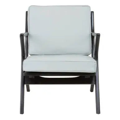 Grey Leather and Black Teak Wood Armchair | Kendari