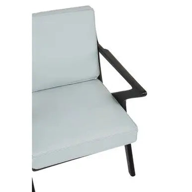 Grey Leather and Black Teak Wood Armchair | Kendari
