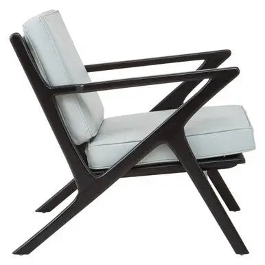 Grey Leather and Black Teak Wood Armchair | Kendari