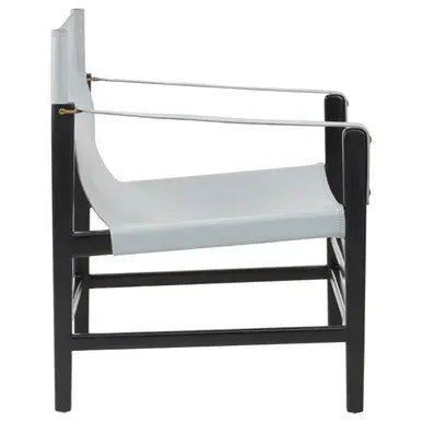 Grey Leather and Black Teak Wood Chair | Kendari