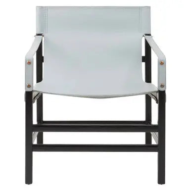 Grey Leather and Black Teak Wood Chair | Kendari