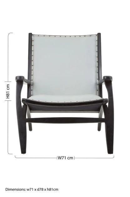 Grey Leather and Teak Wood Chair | Kendari