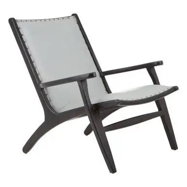 Grey Leather and Teak Wood Chair | Kendari