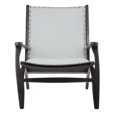 Grey Leather and Teak Wood Chair | Kendari