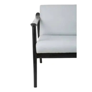 Grey Leather Armchair with Black Teak Wood Frame | Kendari