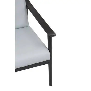 Grey Leather Armchair with Black Teak Wood Frame | Kendari