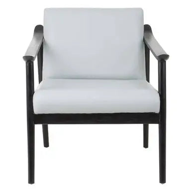 Grey Leather Armchair with Black Teak Wood Frame | Kendari