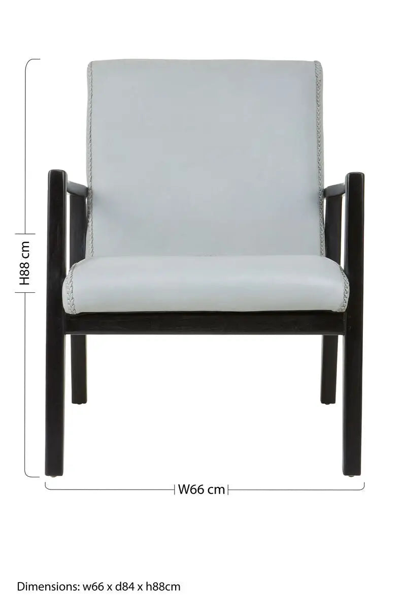 Grey Leather Chair with Black Teak Frame | Kendari