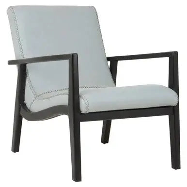 Grey Leather Chair with Black Teak Frame | Kendari