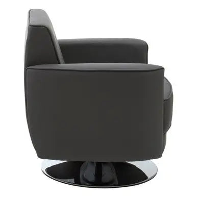 Grey Leather Effect Swivel Chair | Wester
