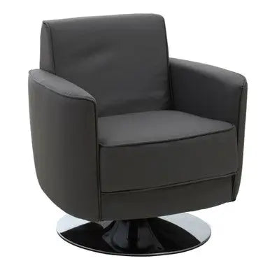 Grey Leather Effect Swivel Chair | Wester